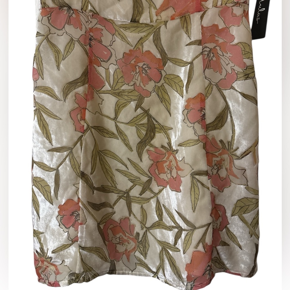 Lulus Daylight Dance Cream Floral Print Velvet Mini Dress Sz Large - Picture 10 of 15
